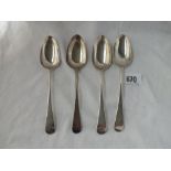 A set of four George III OEP dessert spoons - London 1799 - 130gms