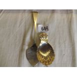 A shell decorated caddy spoon and an Irish Victorian jam spoon