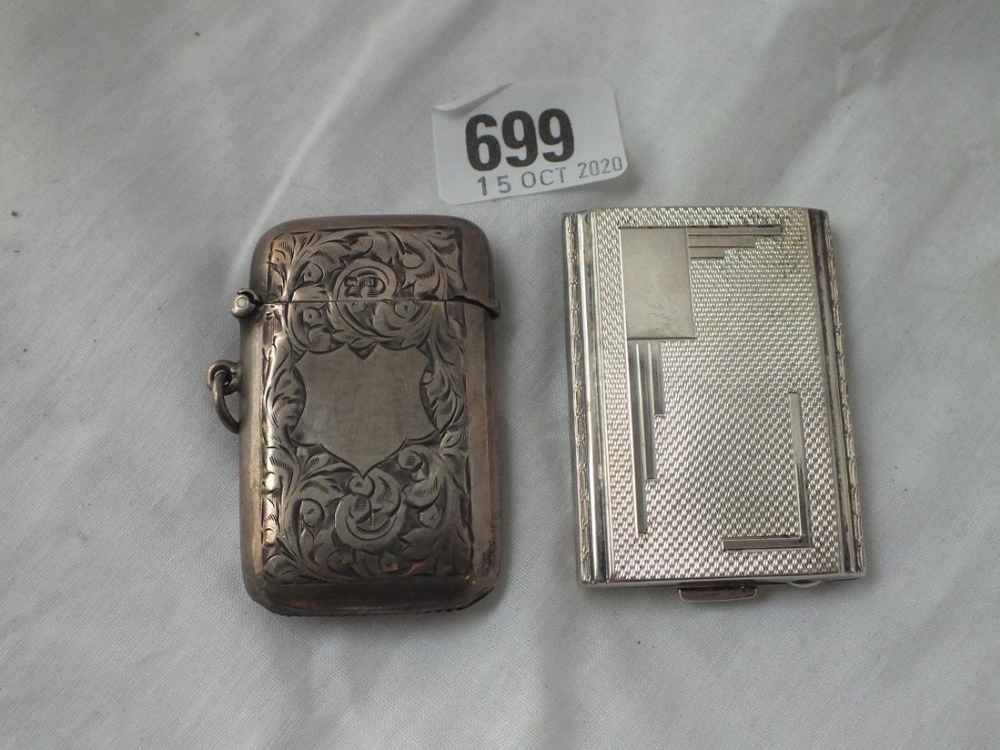 A large Vesta case - B'ham 1919 and a matchbook holder