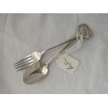 A "Man in the Moon" childs spoon & fork - B'ham 1929