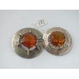 Two Scottish style brooches with large central stones - 1 a/f