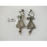 A pair of antique paste ear pendants