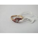 A pink & white stone ring in 9ct - size P - 2.1gms