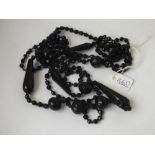 Two black glass bead necklaces