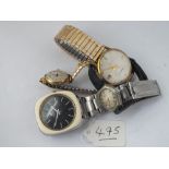 A TESSOT wrist watch & 4 other watches