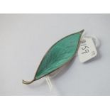 A enamel leaf brooch - slight damage to enamel - by David Anderson