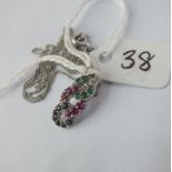 A ruby emerald, sapphire & diamond set pendant necklace in 9ct - 2.6gms