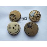 Four gents pocket watches movements - 1 by KAYS, 1 by AUDEMARS FRERES & 2 others