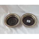 A pair of wine coaster with gadroon rims - 5.75"DIA - B'ham 1928/9