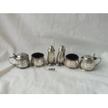 A six piece cruet set with four bgl - 244gms net - B'ham 1925