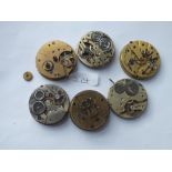 A bag of gents pocket watch movements - 6 in total