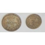 Maundy penny 1885 and 2 pence 1868