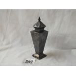 A square tapering pepper caster - 4" high - B'ham 1937 by DNS