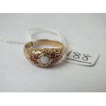 A fancy opal & garnet ring in 9ct - size Q - 3.3gms