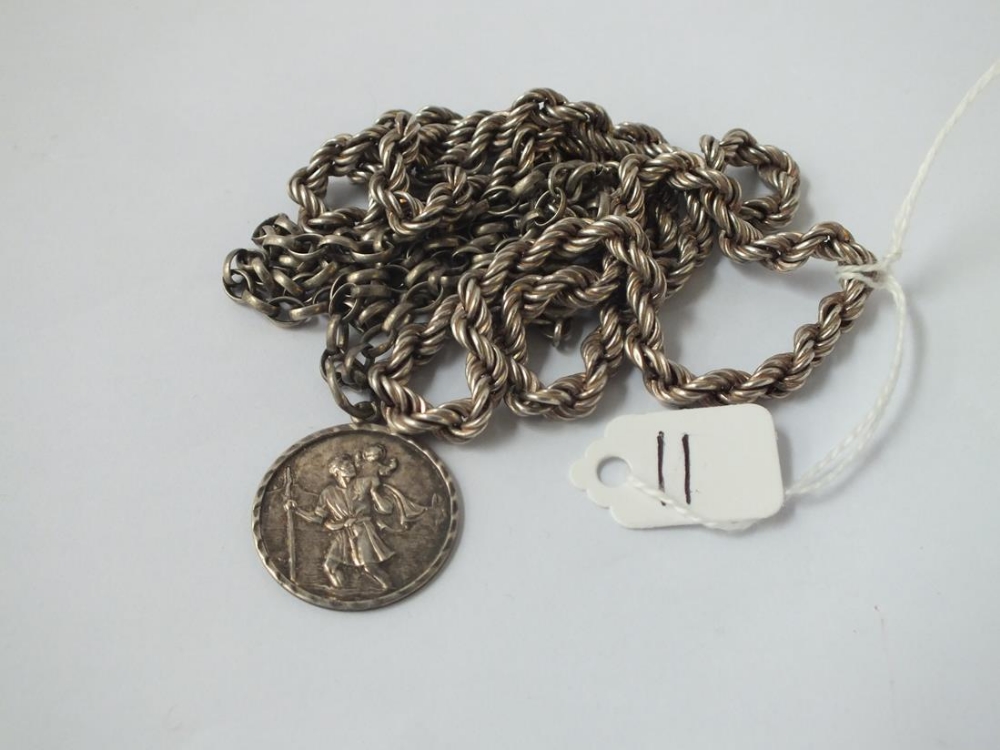 Two silver chains and a pendant - 42gms