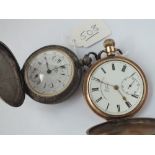 Two gents pocket watches - 1 rolled gold hunter & 1 silver