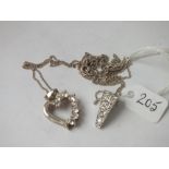 Two silver pendant necklaces - 1 heart shaped