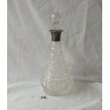 A pear-shaped decanter with glass body and stopper - London 1908