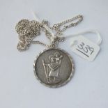A silver St Christopher pendant on chain