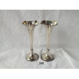 A pair of Victorian spill vases with trumpet stems - 6.5" high - London 1900 by FS