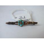 A antique turquoise set brooch - 2gms