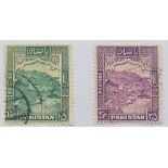 PAKISTAN: SG42/43b (1948-57) 15R/25R. Fine used values. Difficult to find in this condition. Cat £