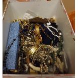 A large box of costume jewellery