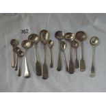 A bag of various cruet spoons, some Exeter - 115gms