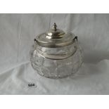 A large biscuit barrel with cut glass body - Sheffield 1919 by GH