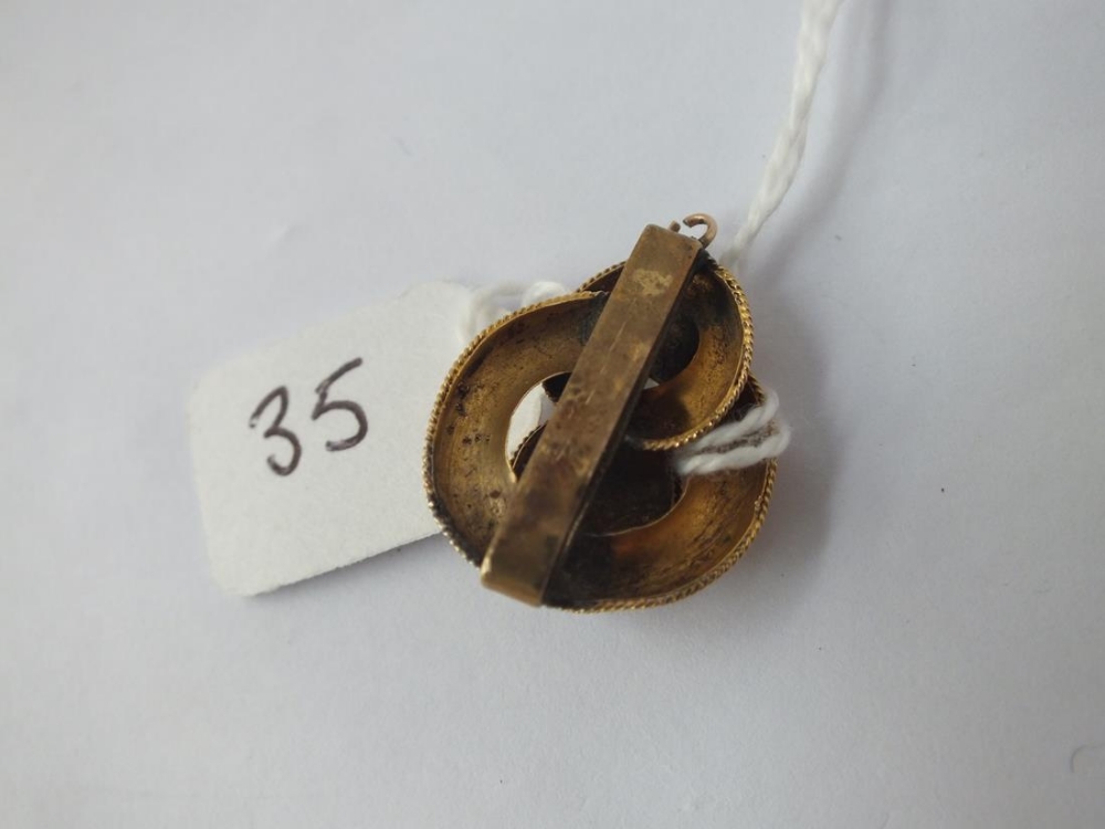 An antique garnet set drop (later attached metal oval on back) in 15ct gold - 2.8gms - Image 2 of 2