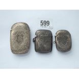 Three scroll engraved Vesta cases - B'ham 1892 etc.