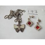 A silver pendant necklace, earrings etc.