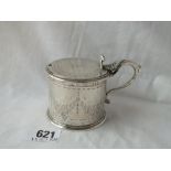 A Victorian mustard pot engraved with festoons and crest - 1868 by ACTP - 180gms excl bgl