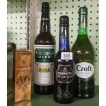 BOTTLE OF PALE CREAM SHERRY, HARVEYS BRISTOL CREAM, CROFT ORIGINAL SHERRY & SMALL BOTTLE OF