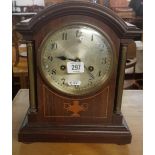 INLAID MAHOGANY MANTLE CLOCK