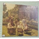 OIL PAINTING ON CANVAS. AN EDWARDIAN TEA PARTY, SIGNED