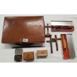 SMALL ATTACHÉ WRITING CASE WITH CRUCIFIXES, INK PEN CARTRIDGES & TRINKET BOXES