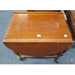 MAHOGANY DROP FLAP TEA TROLLEY WITH LOWER SHELF & DRAWER