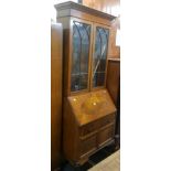 MAHOGANY GLAZED BUREAU BOOKCASE ON BALL & CLAW FEET