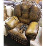 LARGE LEATHER THOMAS LLOYD HIGH BACK ELECTRIC RECLINING ARMCHAIR