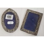 1 OVAL & 1 SQUARE SMALL EMBOSSED PICTURE FRAMES A/F