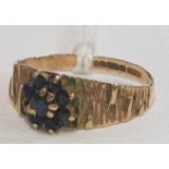 GOLD BLUE SAPPHIRE RING 9ct 1 STONE MISSING