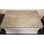 LARGE WOODEN BLANKET BOX WITH INLAID INTERIOR LID