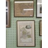 TWO HAND COLOURED ANTIQUE MAPS. ONE OF DEVON AND ANOTHER OF BRECONSHIRE