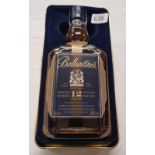 BOTTLE OF BALLANTINES 12 YEAR OLD SPECIAL RESERVE SCOTCH WHISKY IN A METAL PRESENTATION CASE