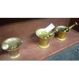 BELL METAL PESTLE & MORTAR X 3