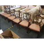 4 MAHOGANY WHEAT SHEAF BACK CHAIRS & 2 CARVERS