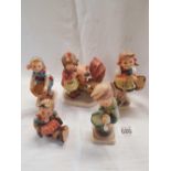 5 HUMMEL FIGURES INCL: DOLL MOTHER & GIRL WITH A CANDLE