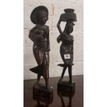 PAIR OF TOPLESS LADY CARVED FIGURES