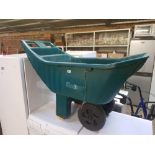 GREEN PLASTIC AMES EASY ROLLER GARDEN CART